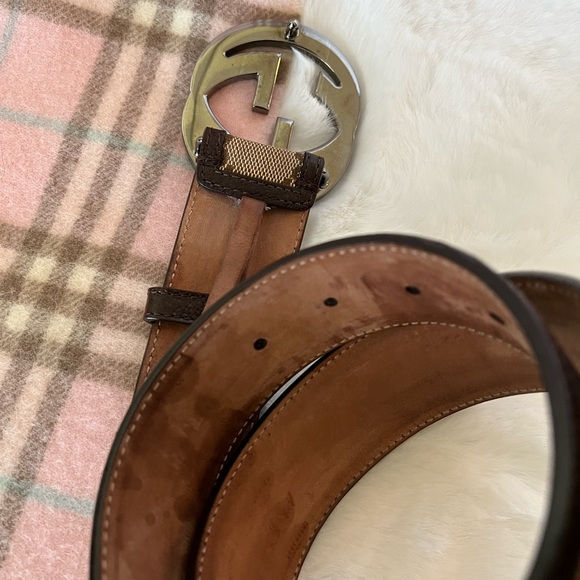 Authentic Gucci Monogram Canvas and Leather Belt size 85 - Picture 4 of 9